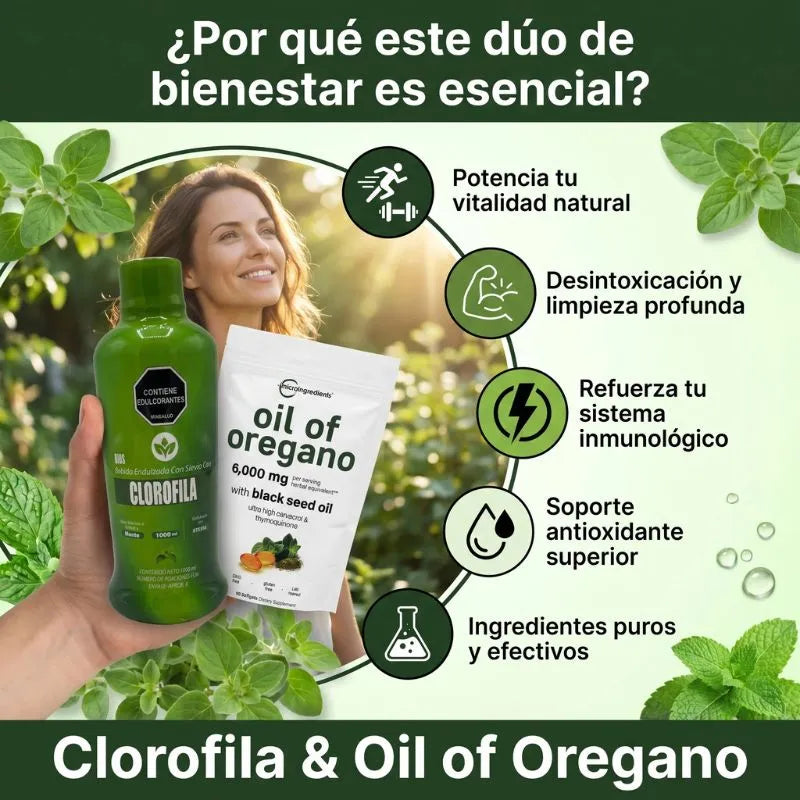 Aceite de oregano+Clorofila | Limpia, Sana y Renueva